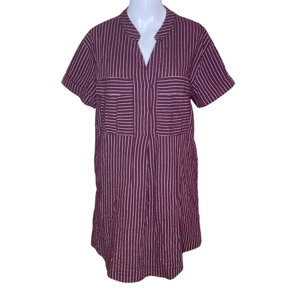 I Joah Dress Burgandy & White Stripe Size - Picture 1 of 8